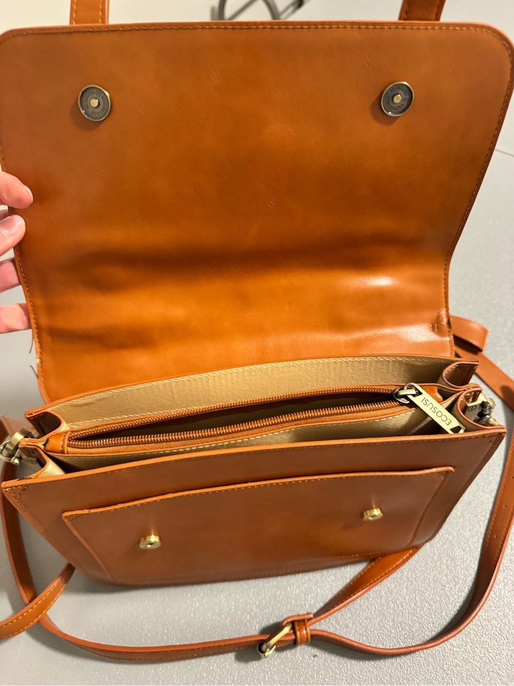 Ecosusi Structured Bow-Accent Satchel Bag in Tan - Picture 5 of 9